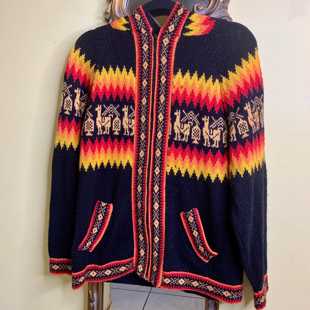 [SOLD] Peruvian llama knit alpaca wool jacket